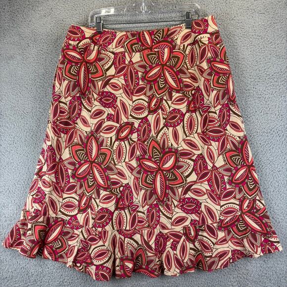 VTG Linen Skirt 18W Boho Lagenlook Tribal Floral Artsy Natural Pockets Lined - Picture 5 of 10